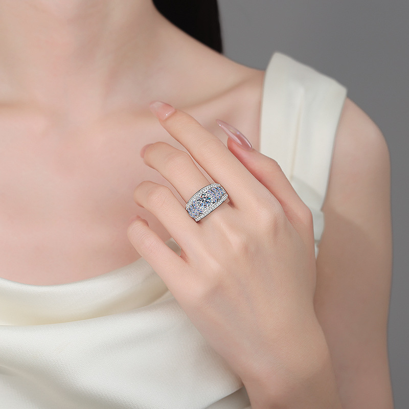 Women's Exaggerated Moissanite Ring, S925 Silver